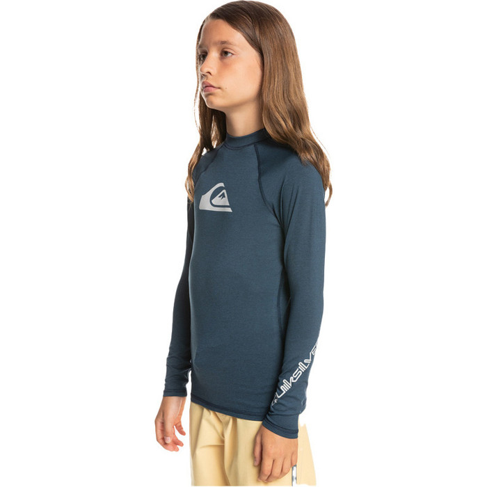 2023 Quiksilver Junior All Time Long Sleeve UPF 50 Rash Vest EQBWR03213 - Navy Blazer Heather